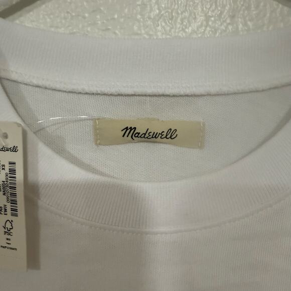 NWT Madewell Garment Dyed Oversized Pocket Tee Shirt Basic Eyelet White Size XS - Picture 6 of 7